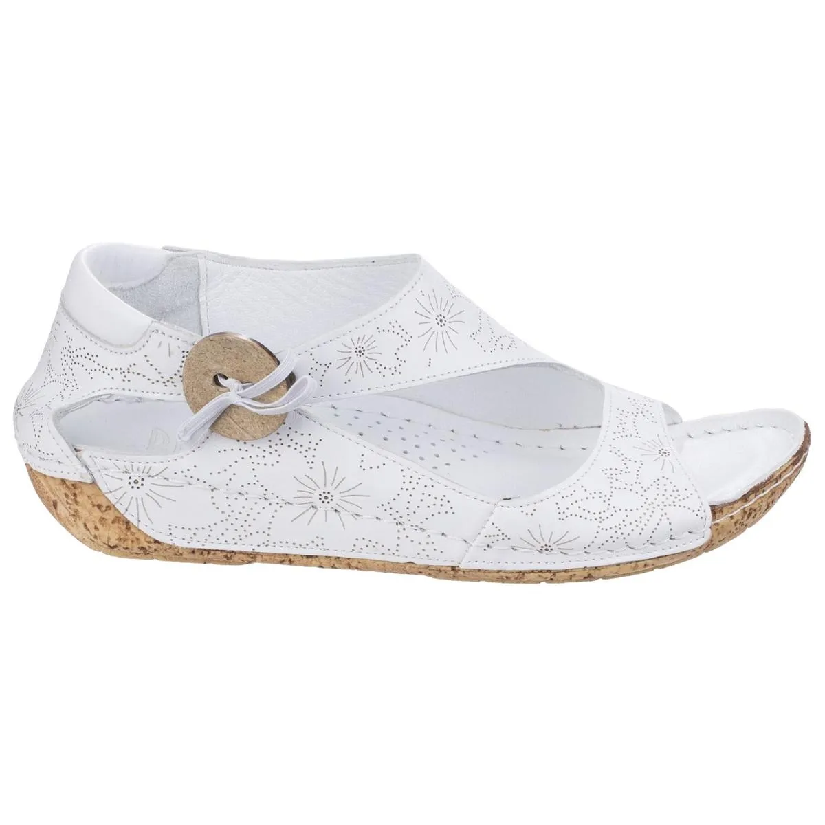 Riva Arlo Low Wedge Leather Sandal White