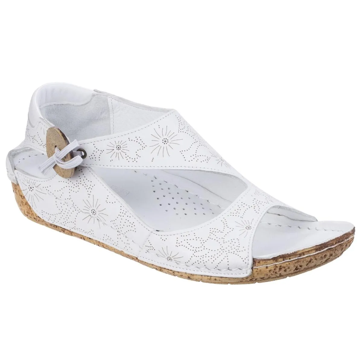 Riva Arlo Low Wedge Leather Sandal White