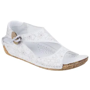 Riva Arlo Low Wedge Leather Sandal White