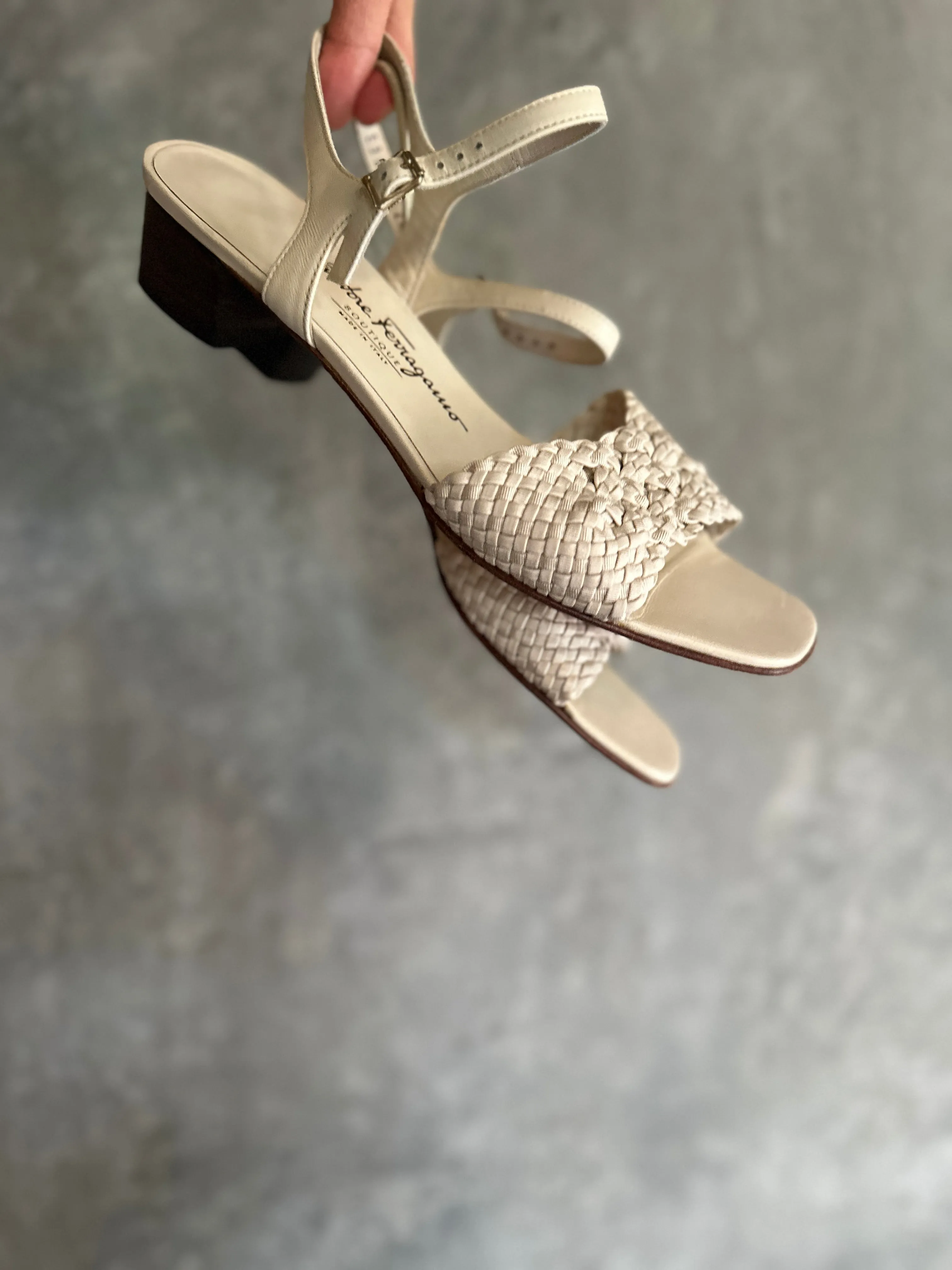 Salvatore Ferragamo Boutique Cream Weave Sandal