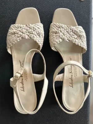 Salvatore Ferragamo Boutique Cream Weave Sandal