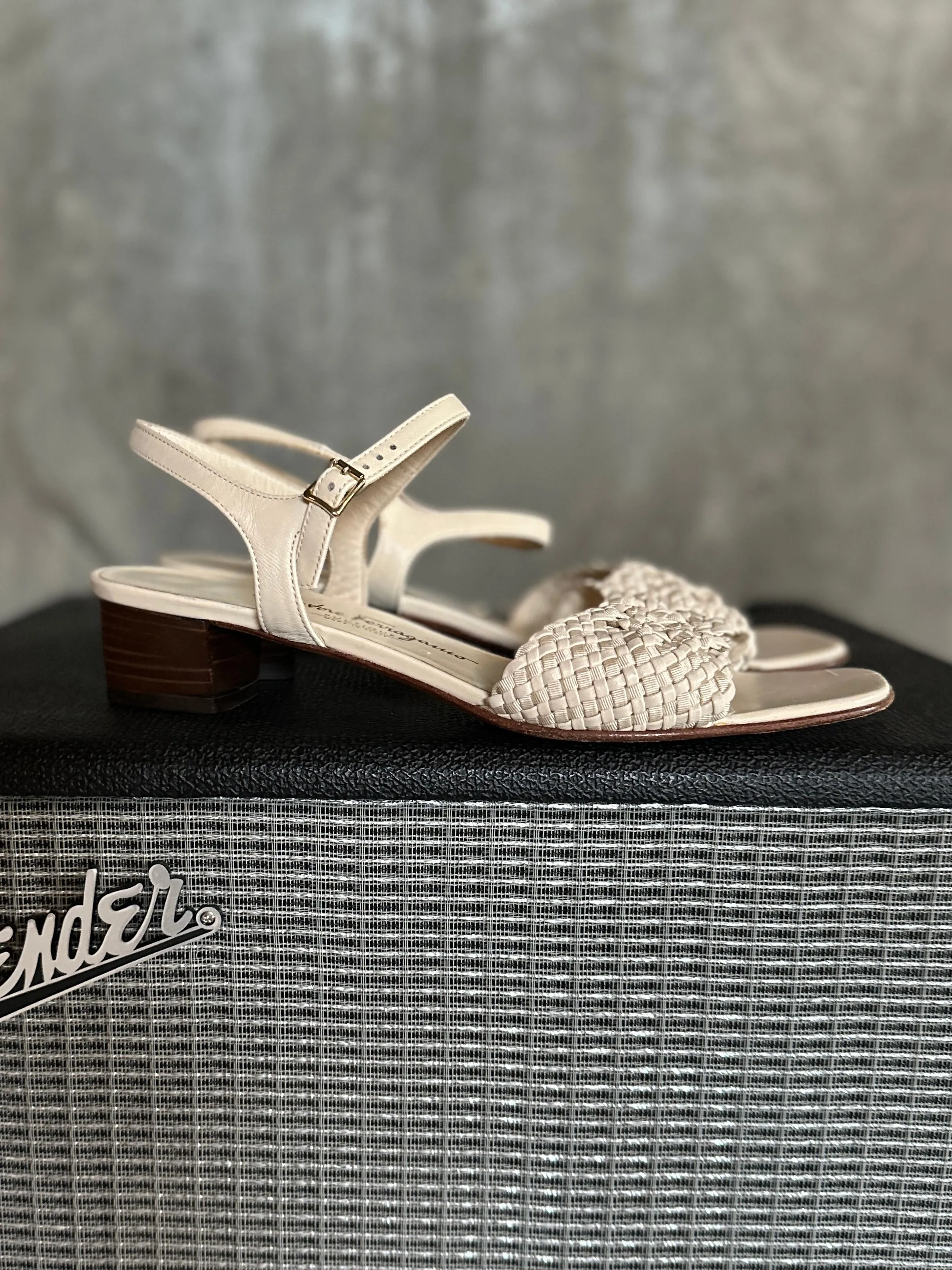 Salvatore Ferragamo Boutique Cream Weave Sandal