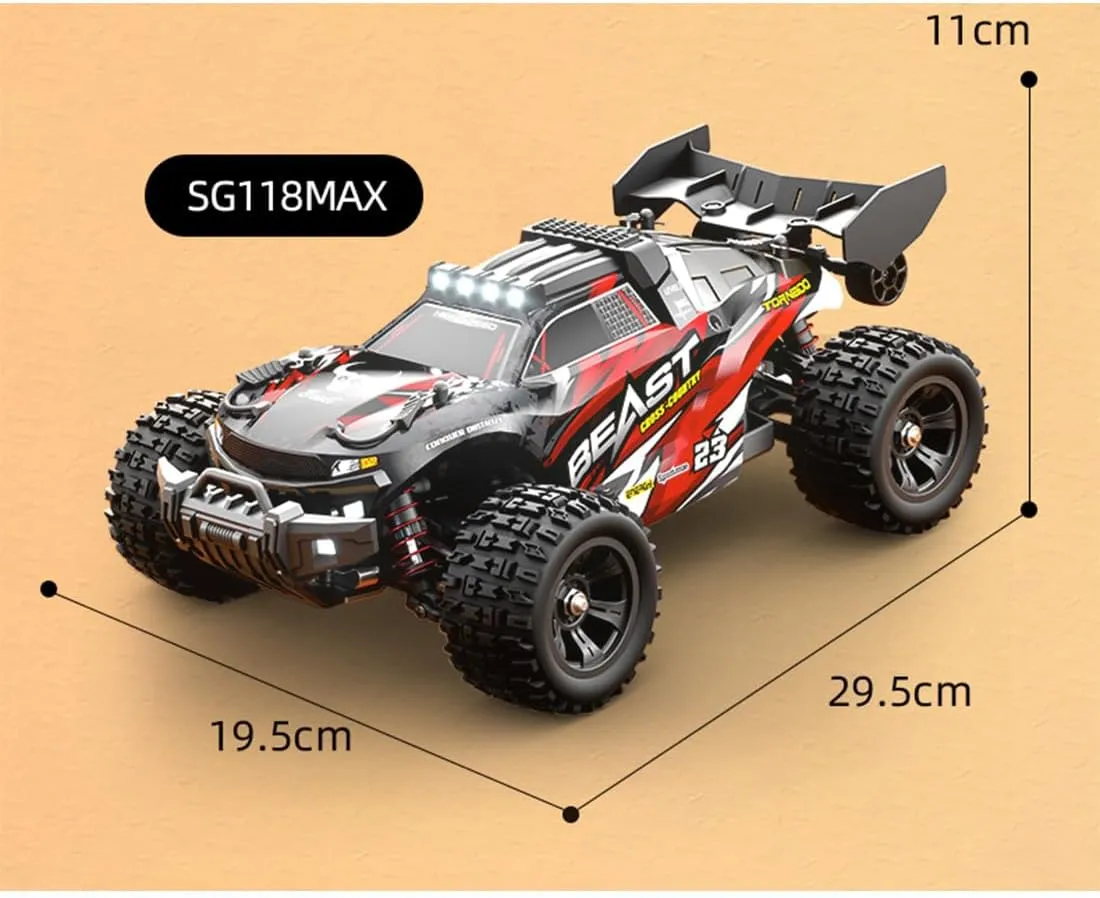 SG118PRO 1/18 Scale Off-Road Car, 4WD 35KM/h High-Speed Full-Proportional RC Simulation All-Terrain Truck, Remote Control Racing Crawler