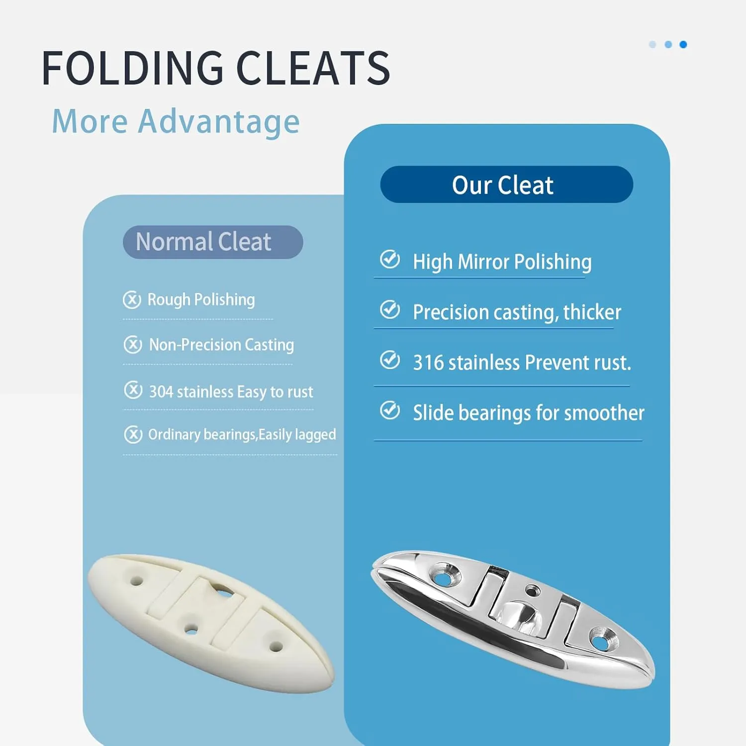 SHENGHUISS Folding Boat Cleat 316 Stainless Steel Cleat Flip Up Boat Dock Cleats (5"/6"/8")