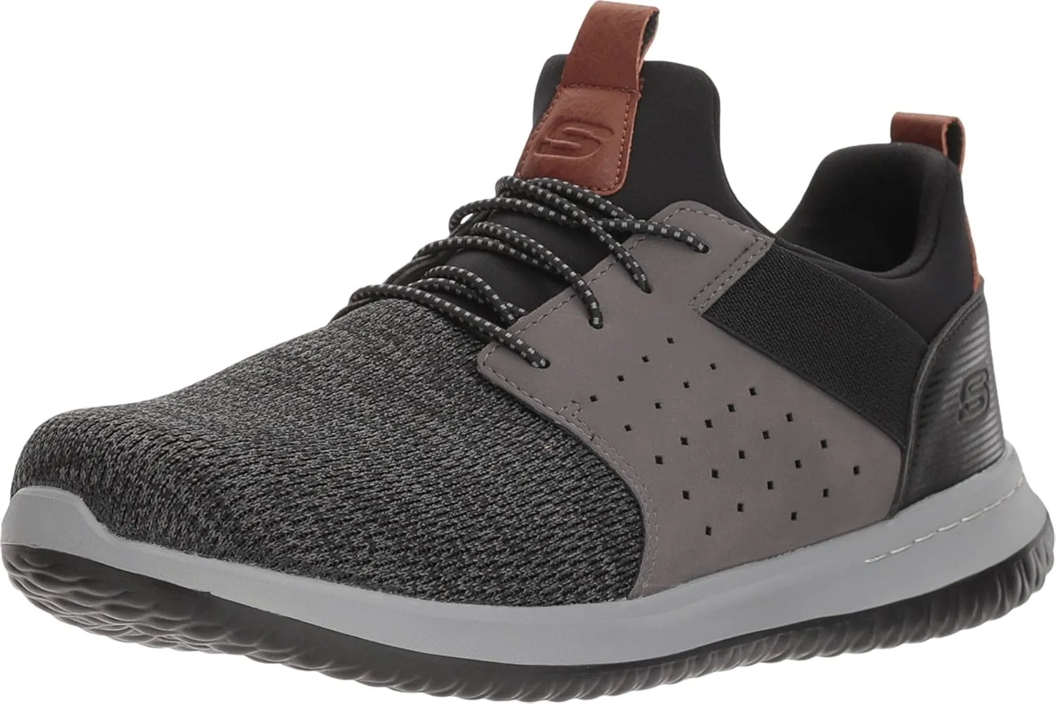 Skechers Men's Classic Fit-Delson-Camden Sneaker, Black/Grey, 10.5 Wide US