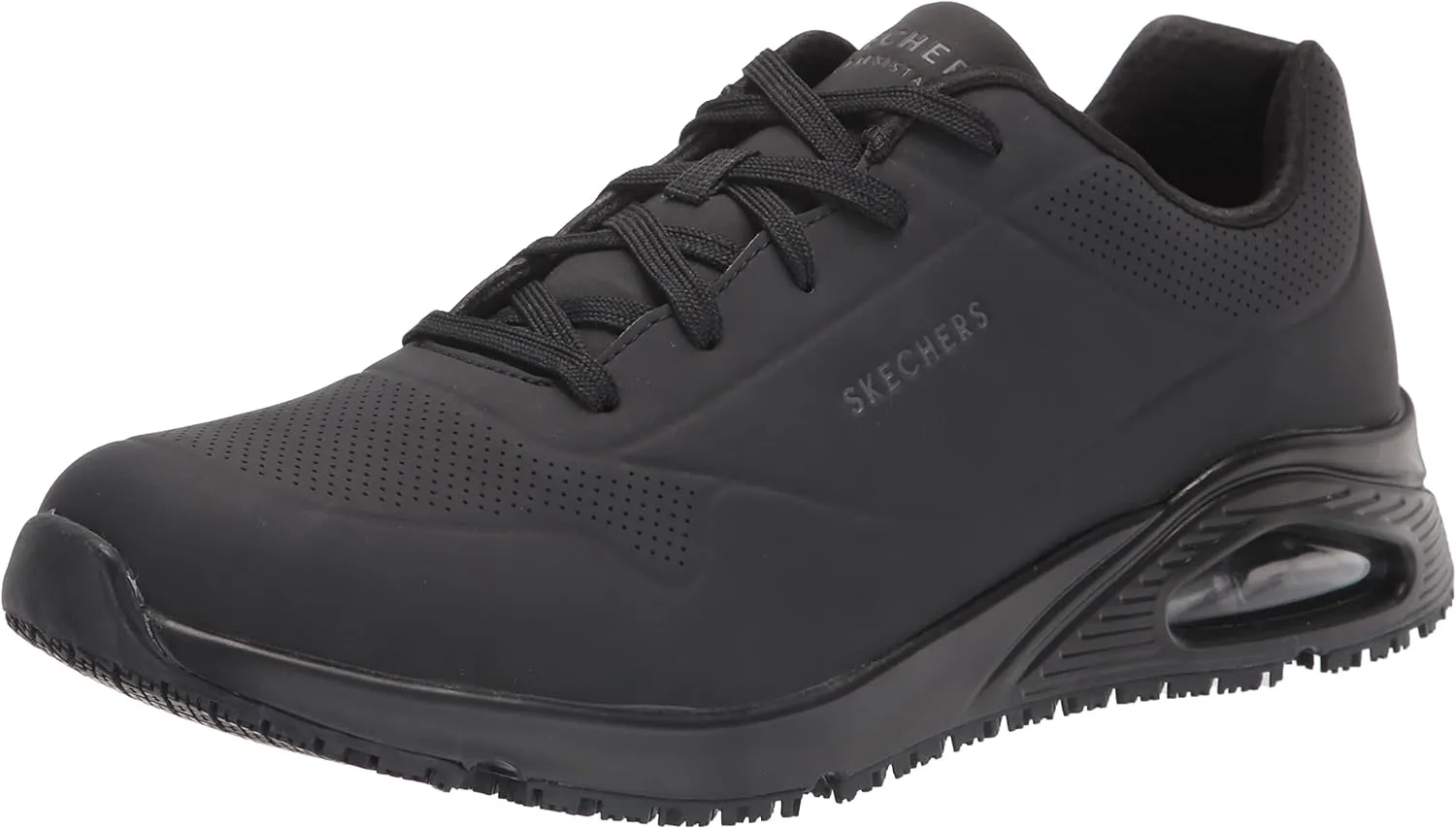 Skechers Men's Work Uno SR Sutal Lace Up Skech AIR 200054 P Food Service Shoe, Black, 9