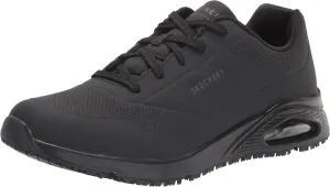 Skechers Men's Work Uno SR Sutal Lace Up Skech AIR 200054 P Food Service Shoe, Black, 9