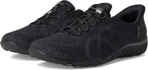Skechers Modern Comfort Women's Women's Breathe Easy-Knitty Waves Hands Free Slip-Ins Sneaker, Black, 9.5