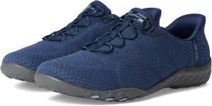 Skechers Modern Comfort Women's Women's Breathe Easy-Knitty Waves Hands Free Slip-Ins Sneaker, Navy, 5.5