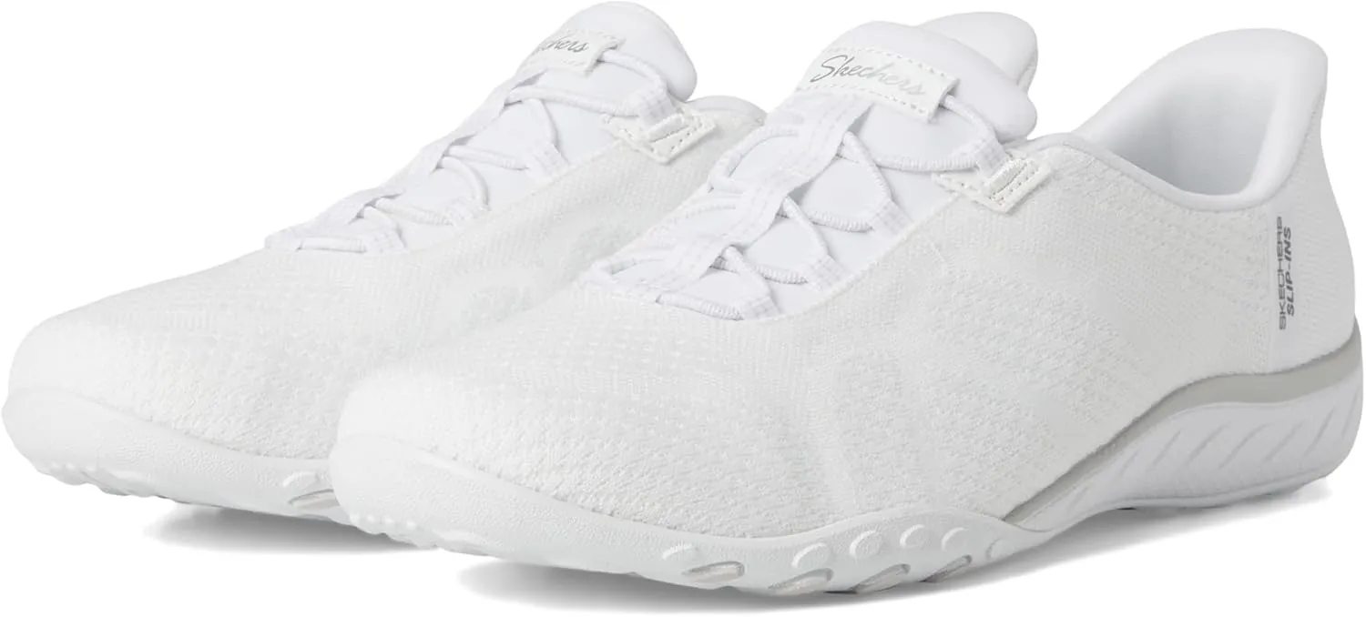 Skechers Modern Comfort Women's Women's Breathe Easy-Knitty Waves Hands Free Slip-Ins Sneaker, White, 9