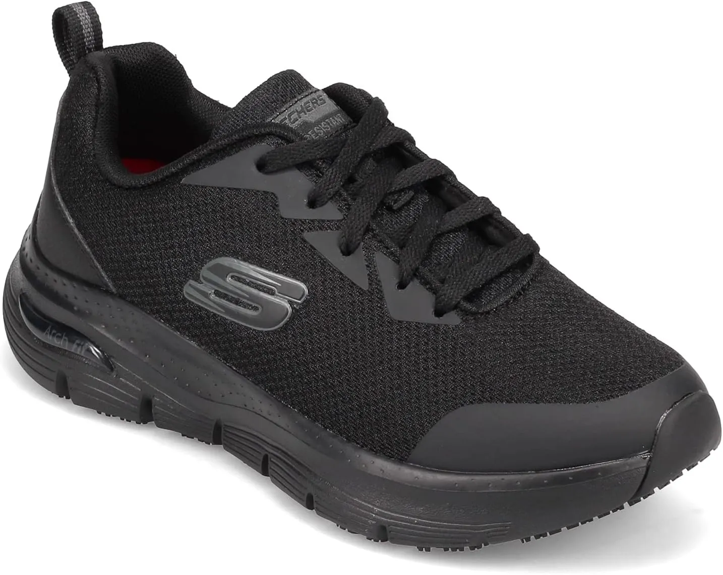 Skechers Women's Athletic lace up Arch Fit Sr Health Care Professional Shoe, Black, 7.5