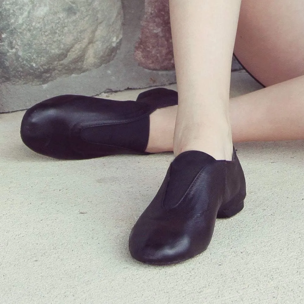 Slip On Jazz Shoe Leather and Elastic Dance Jazz Shoe for Girls and Boy Youth Children