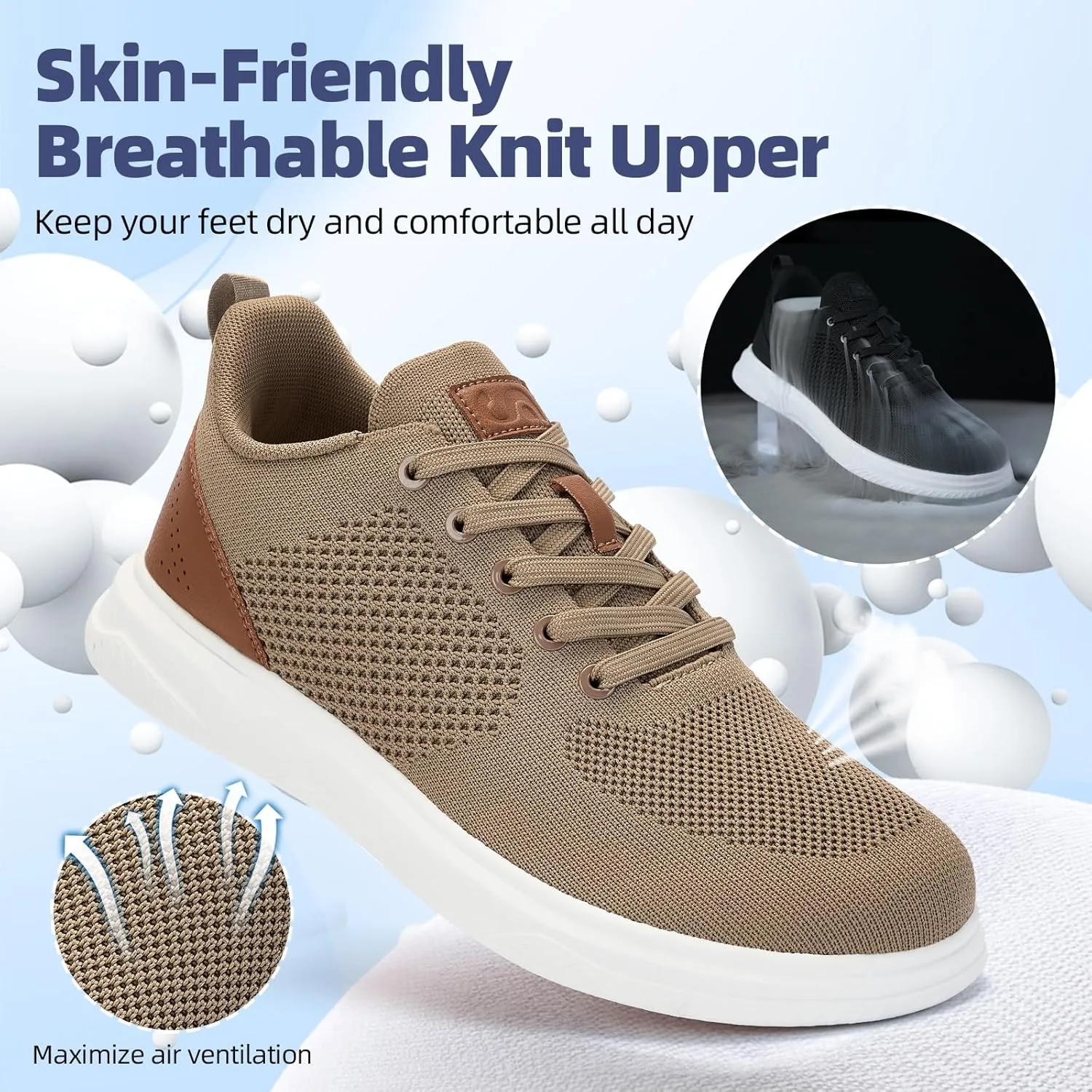 Slow Man Wide Toe Box Shoes for Men - Casual Dress Sneakers Comfortable Cushioned Business Office Non Slip Breathable Mesh Oxford Walking Shoe for Wide Feet