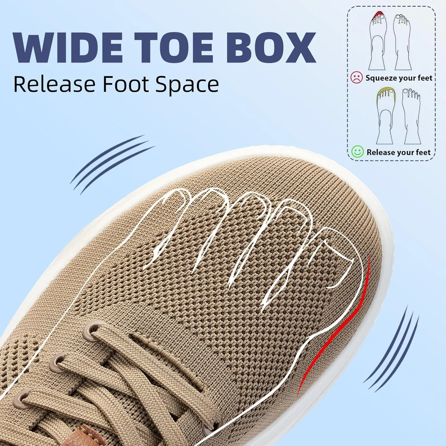 Slow Man Wide Toe Box Shoes for Men - Casual Dress Sneakers Comfortable Cushioned Business Office Non Slip Breathable Mesh Oxford Walking Shoe for Wide Feet