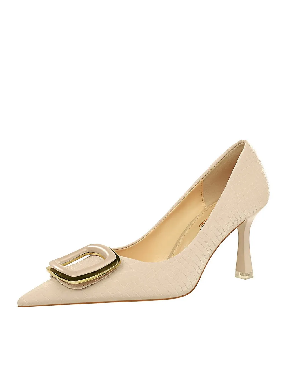 Square Buckle Stone Pattern Shoes
