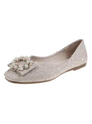 Square Pearl Buckle Shoes