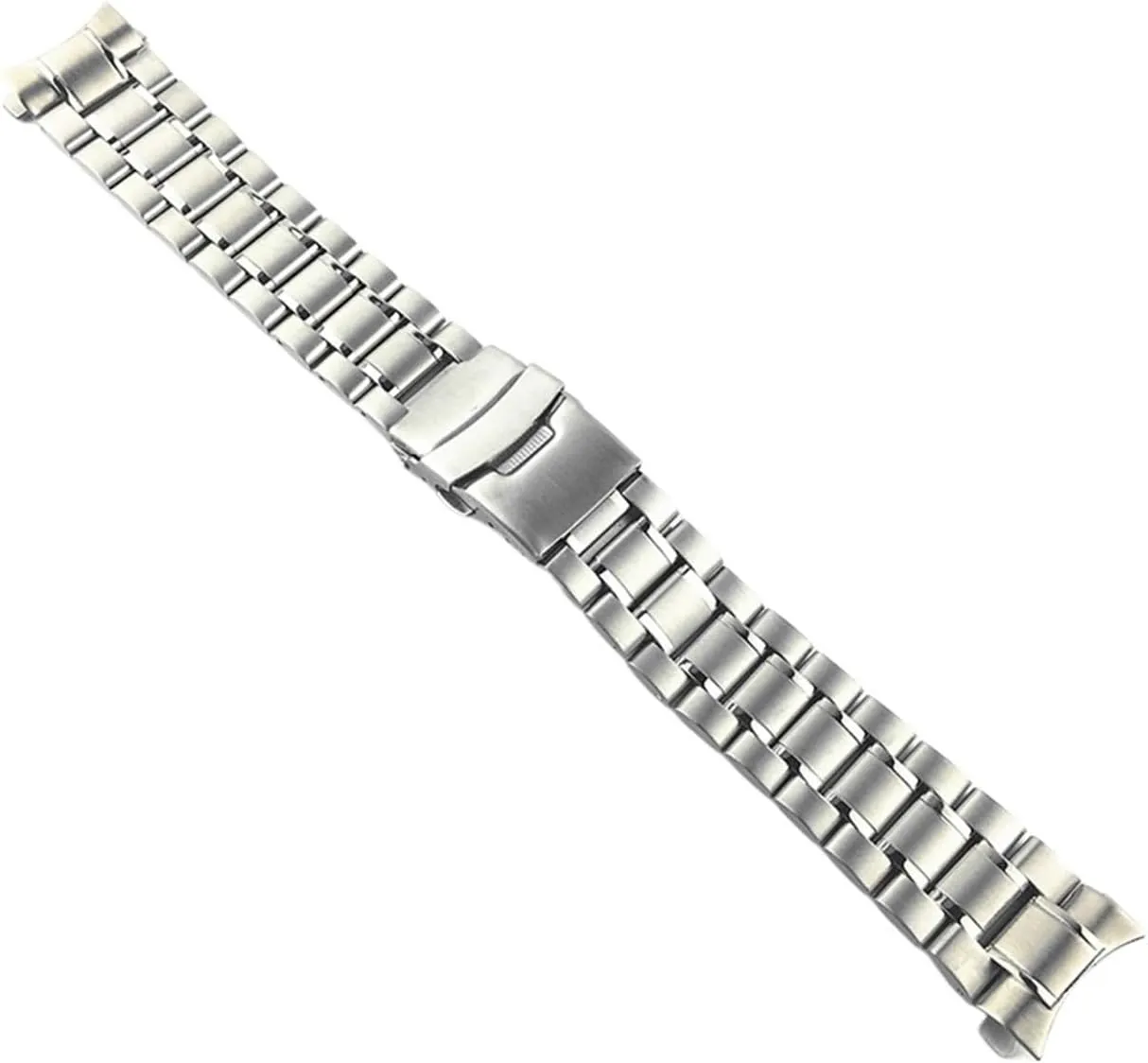 Stainless Steel Watch Band Strap Wristband Curved End Watch Strap Double Lock Buckle Replacement Wrist Belt