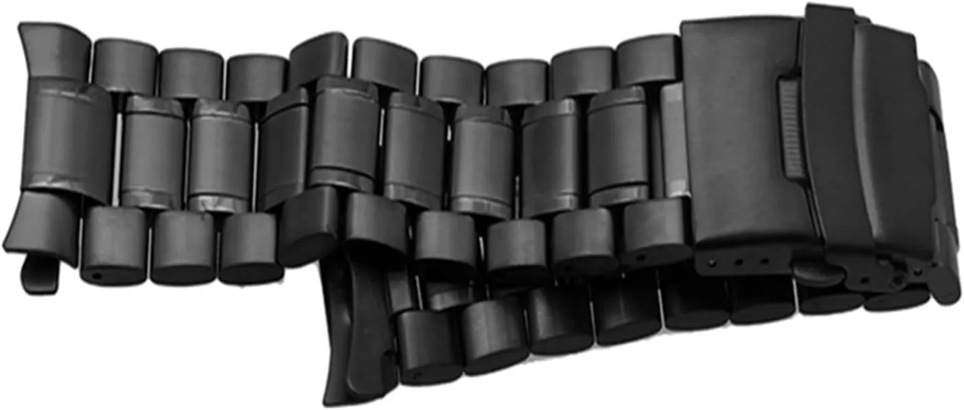 Stainless Steel Watch Band Strap Wristband Curved End Watch Strap Double Lock Buckle Replacement Wrist Belt