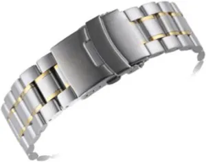 Stainless Steel Watch Band Strap Wristband Curved End Watch Strap Double Lock Buckle Replacement Wrist Belt