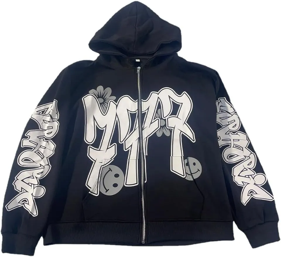 Star letter printed hoodie for men and women's hip-hop sportswear, loose hoodie top