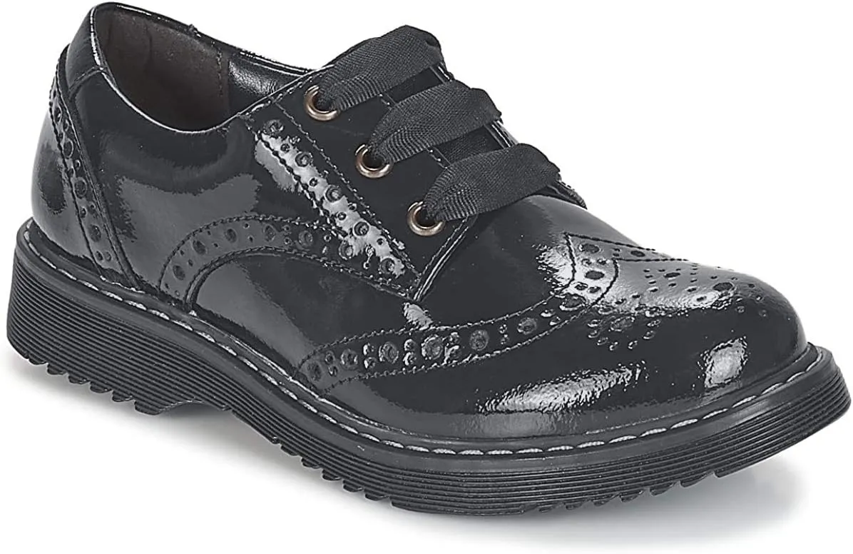 Startrite Impulsive Black Patent Leather Girls Lace Up Brogue School Shoes 4