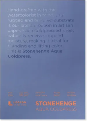 Stonehenge Aqua White Medium Weight Block, 140lb, Coldpress, 7 x 10 Inches, 15 Sheets for Wet and Dry Media