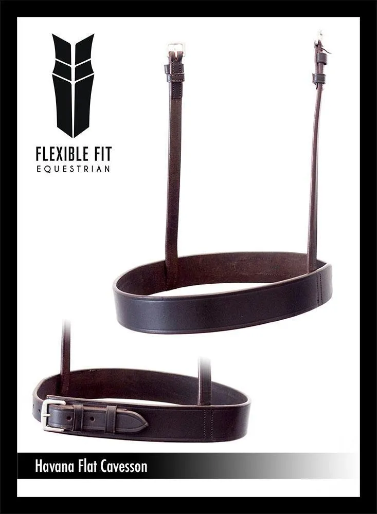 Straight Flat Plain Show Cavesson - Havana Noseband