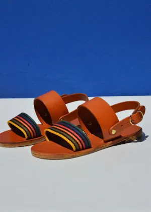 Stripes - Camel Sole - Slingback Two-Strap Sandals