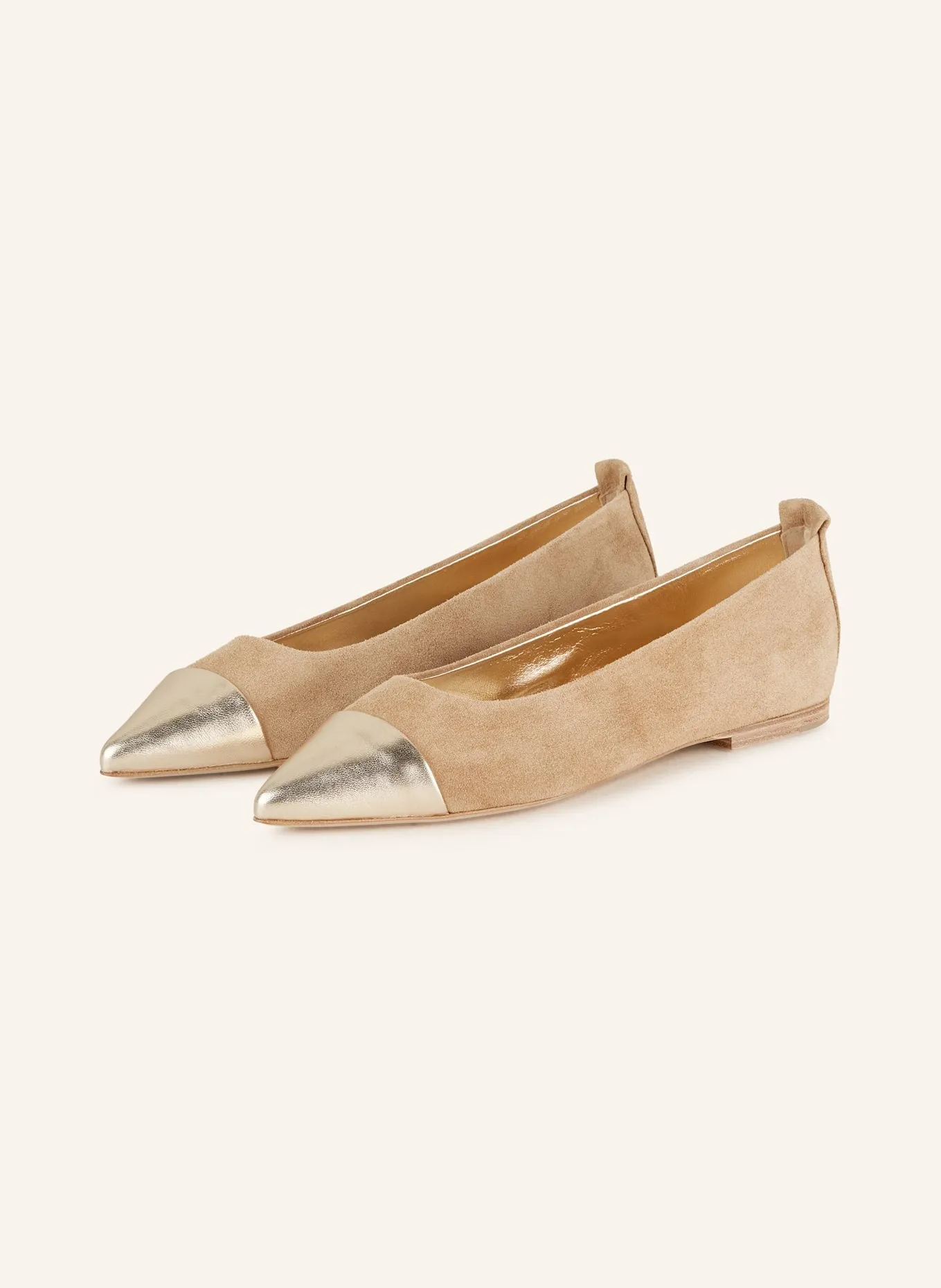 Suede Ballerina With Gold Toe Piece