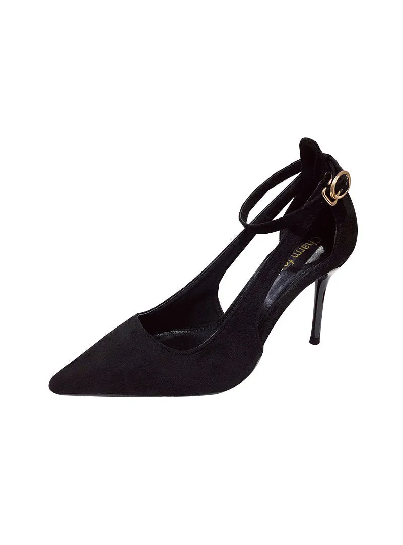 Summer Fine Heel Pointed Buckle Work Shoes