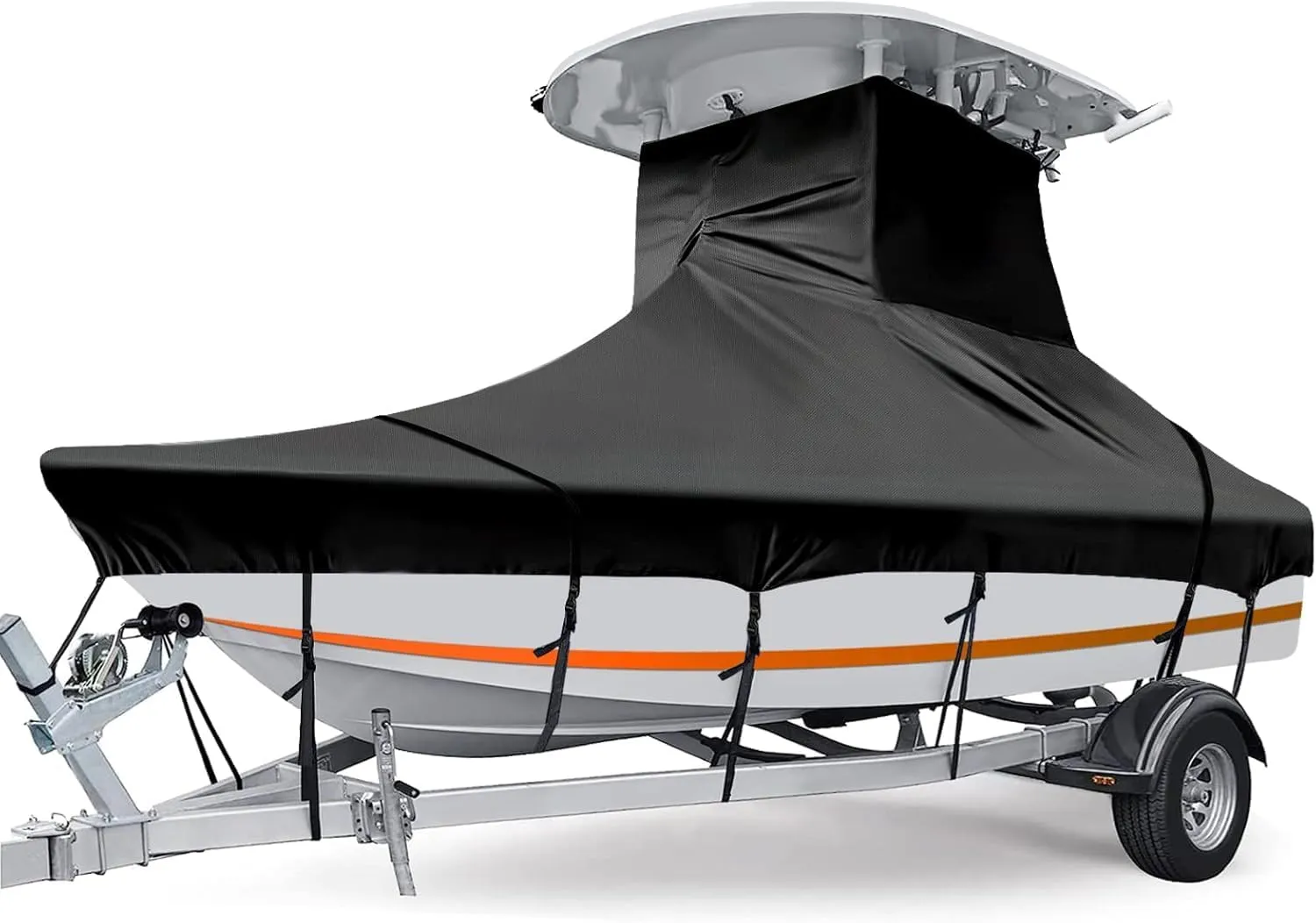 T-Top Boat Cover Upgraded 900D, T-Top Boat Cover 16ft-18ft, 100% Waterproof, Heavy Duty Tear-Resistant Polyester for Center Console Boat with T TOP Roof, 16'-18.5'Long Beam Width up to 106", Black.