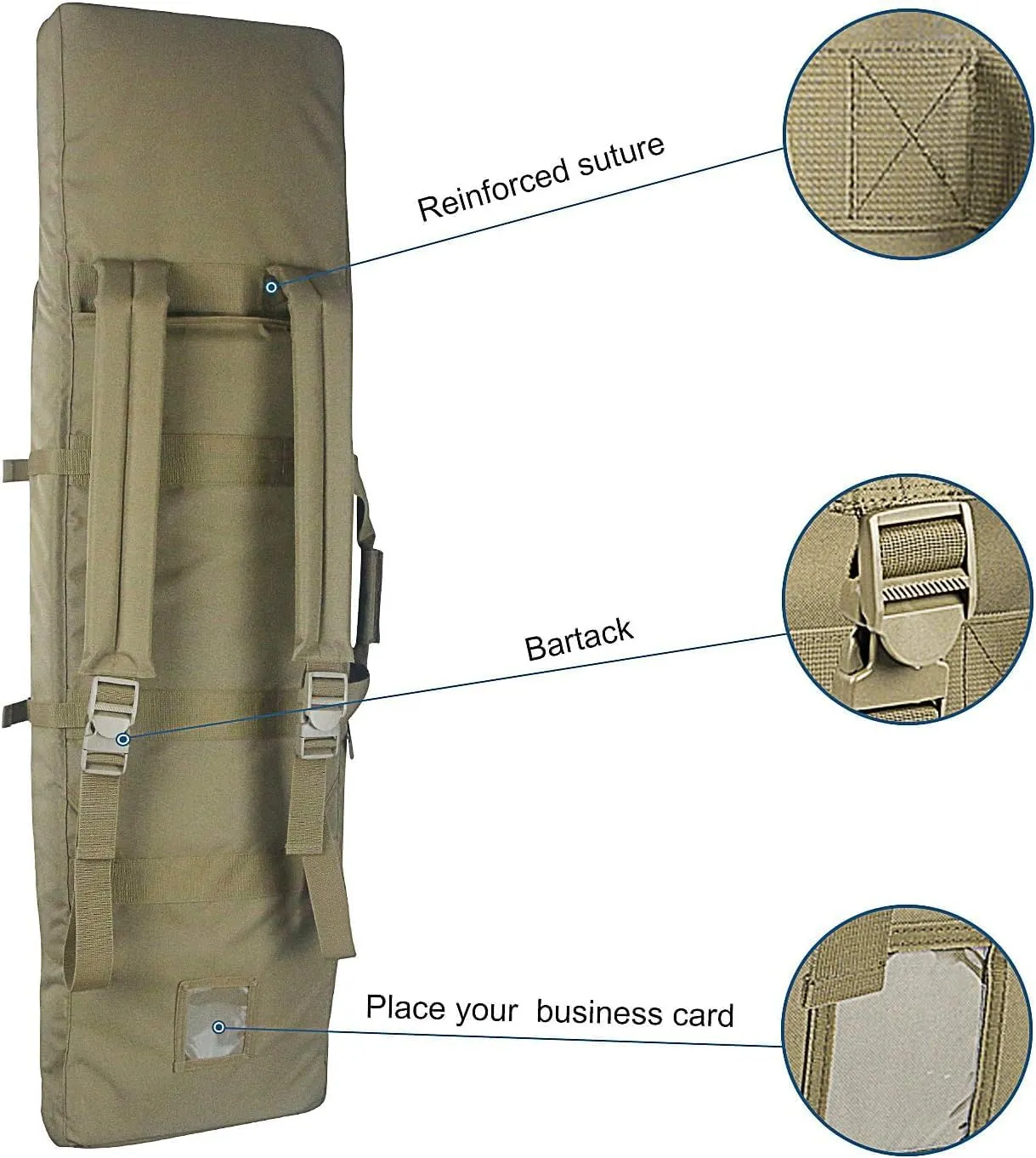 Tactical Double Long Gun Bag Case Backpack w/Pistol Handgun Case,Lockable Zipper Padded Side Carry Strap for Shooting Range Sports Storage and Transport Hunting