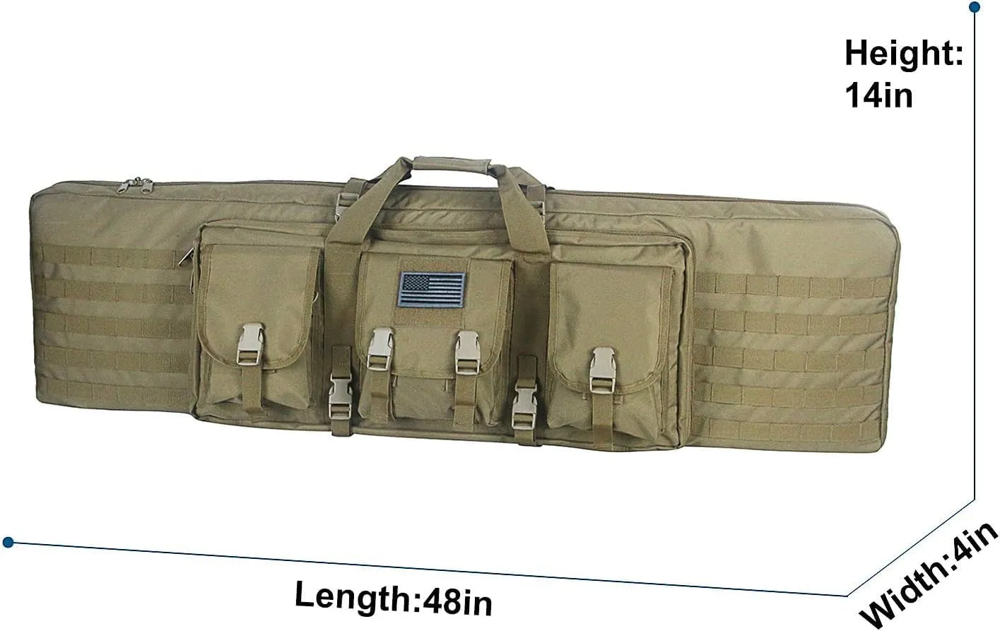 Tactical Double Long Gun Bag Case Backpack w/Pistol Handgun Case,Lockable Zipper Padded Side Carry Strap for Shooting Range Sports Storage and Transport Hunting