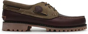Timberland Men's Traditional Handsewn 3-Eyelet Classic Lug Boat Shoe, Burgundy/Brown, 9.5 Wide