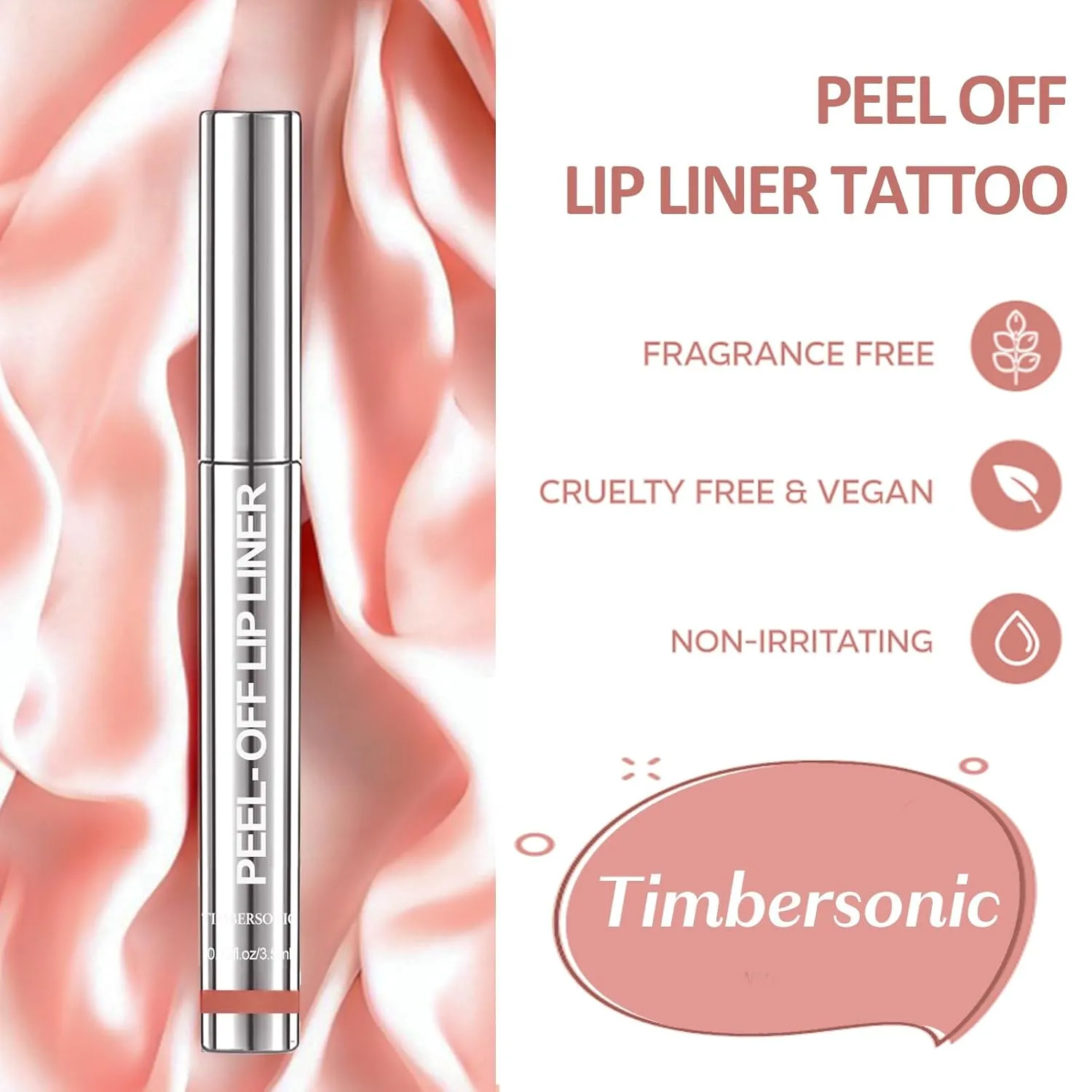 Timbersonic Peel off Lip Liner, Timbersonic Peel off Lip Stain, 8 Colors Lip Stain Peel off Tint Tattoo Color Waterproof Long-Lasting, No Smudging, Non-Stick Cup (#01 02 03)