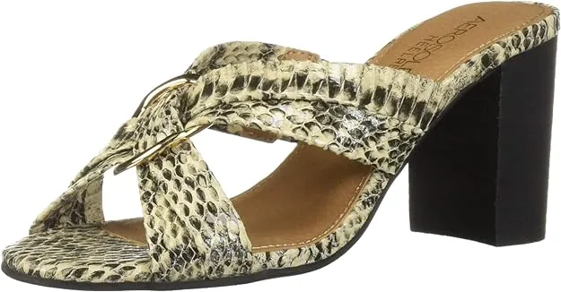 Toe HIGHWATER Heeled Women's Monthly deal Snake Personalized assistance Open Bone Sandals Block Aerosoles Mules