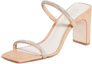 Toe Suede Thin Best-selling variety Mid Strap Nude Salwa Satisfied Rhinestone Sandals Heel Open Schutz Mule