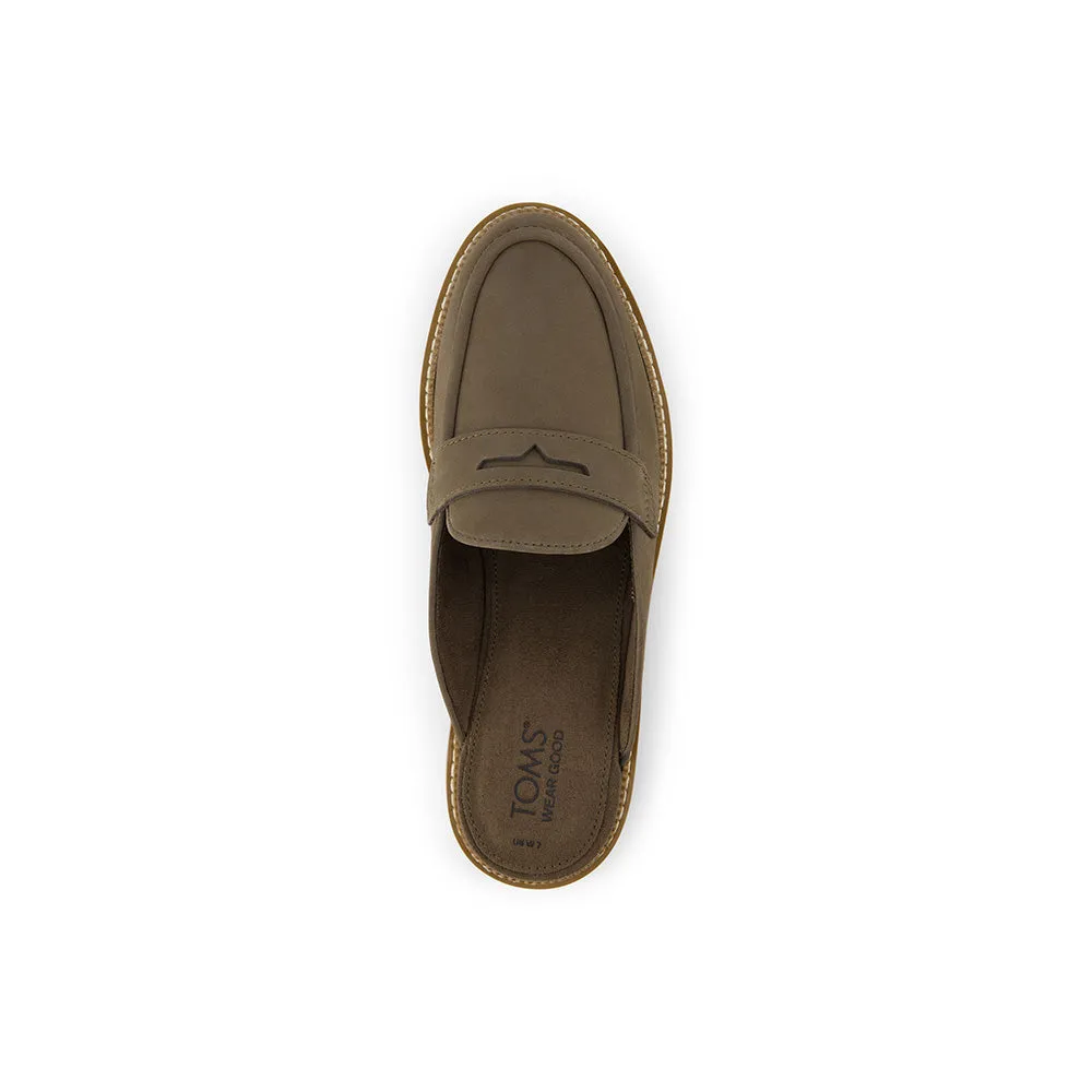 TOMS Women Cara Leather Loafer - Canteen Green Mule