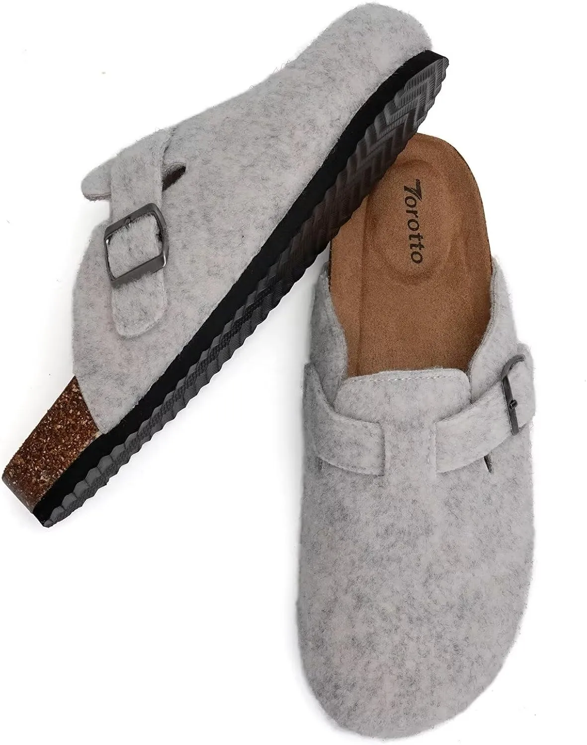 Torotto Womens Mens Clogs Cork Footbed Suede Slippers Arch Support Potato Shoes with Adjustable Buckle