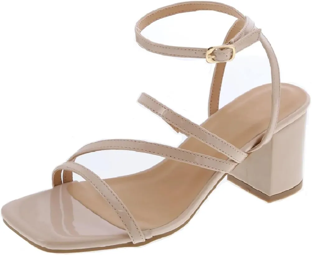 TruFox Women's Stylish Block Heeled Strappy Sandal Ankle Wrap