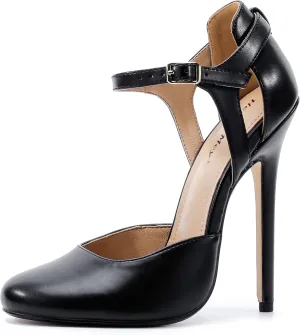 Unisex Men's Women's Round Toe High Heels Stiletto Patent Leather Heels Ankle Strap Pumps Dress Party Shoes