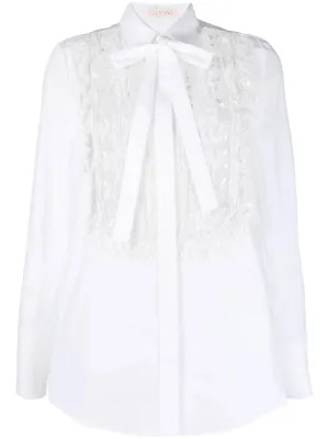 Valentino Lace-Bib Tailored Shirt