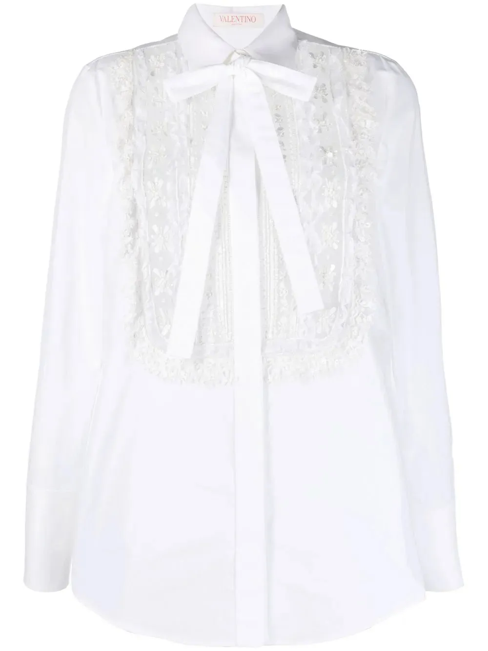 Valentino Lace-Bib Tailored Shirt