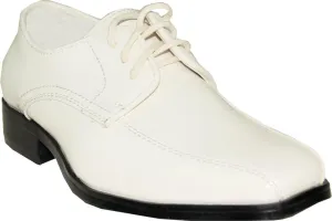 VANGELO Boy Tuxedo Shoe TUX-5K Square Toe for Wedding Formal Events with Wrinkle Free Material Ivory Patent 8K