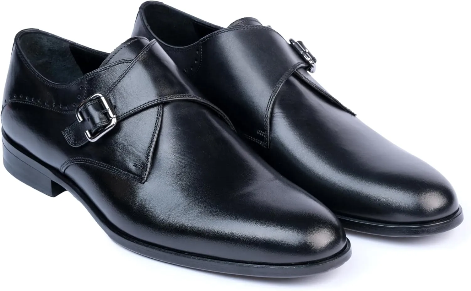 VELLAPAIS Burton Leather Monk Strap Shoes