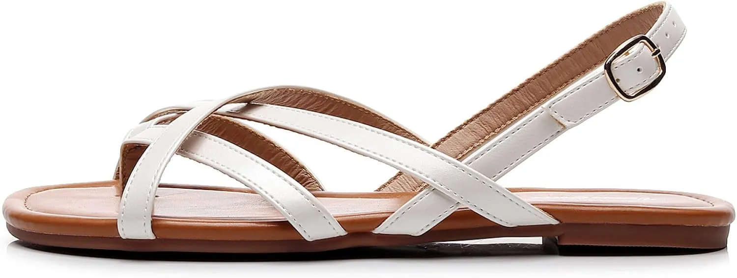 VenusCelia Women's X-Band Strap Flat Sandal