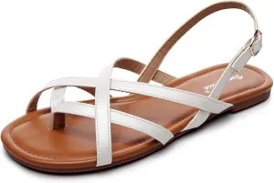 VenusCelia Women's X-Band Strap Flat Sandal
