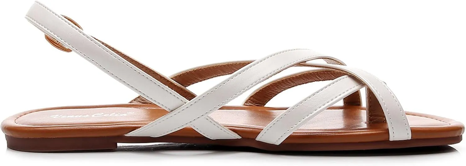 VenusCelia Women's X-Band Strap Flat Sandal