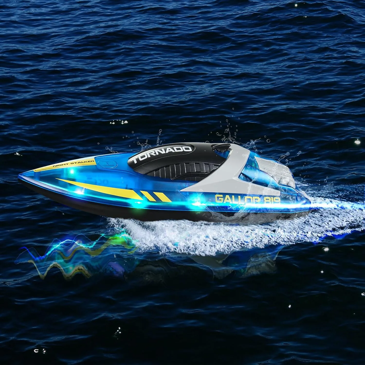 VEVOR RC Boat for Kids, Remote Control Boat for Pools & Lakes, Racing Boat with LED Light & 2 Rechargeable Batteries, Whole Body Waterproof, Water Play Toy Gift for Adults Boys & Girls