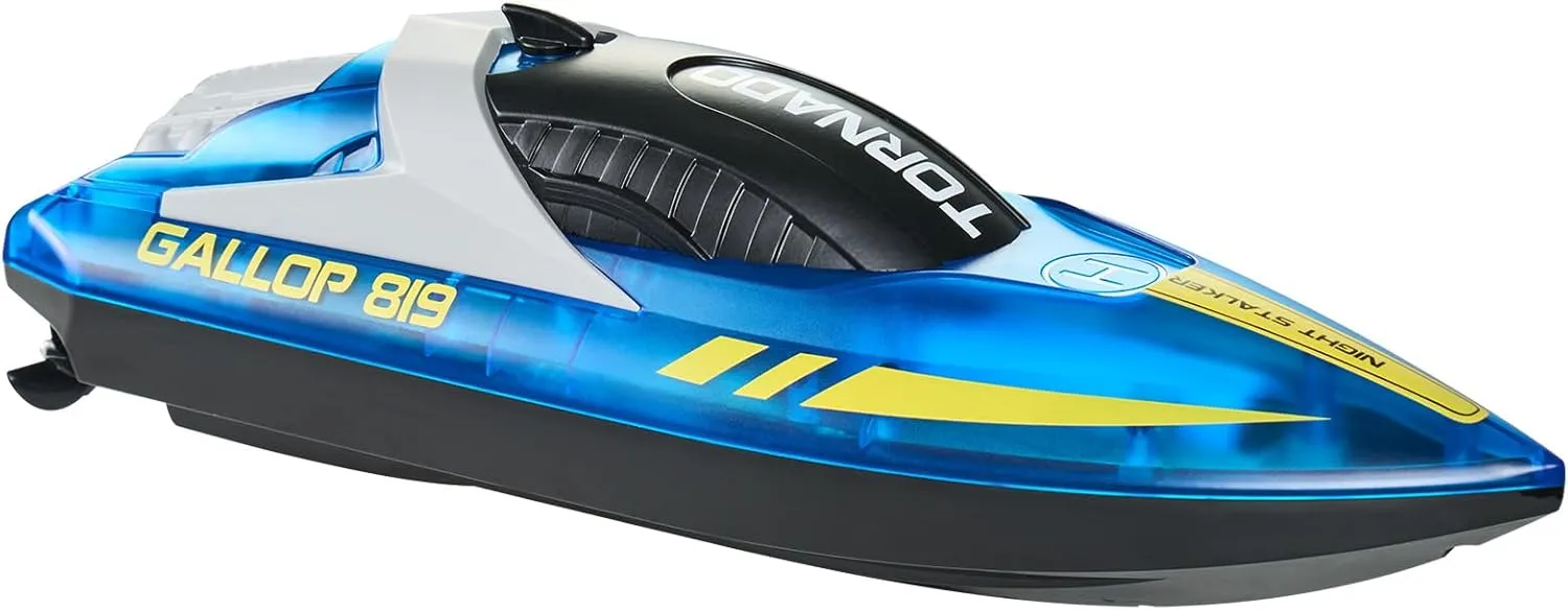 VEVOR RC Boat for Kids, Remote Control Boat for Pools & Lakes, Racing Boat with LED Light & 2 Rechargeable Batteries, Whole Body Waterproof, Water Play Toy Gift for Adults Boys & Girls